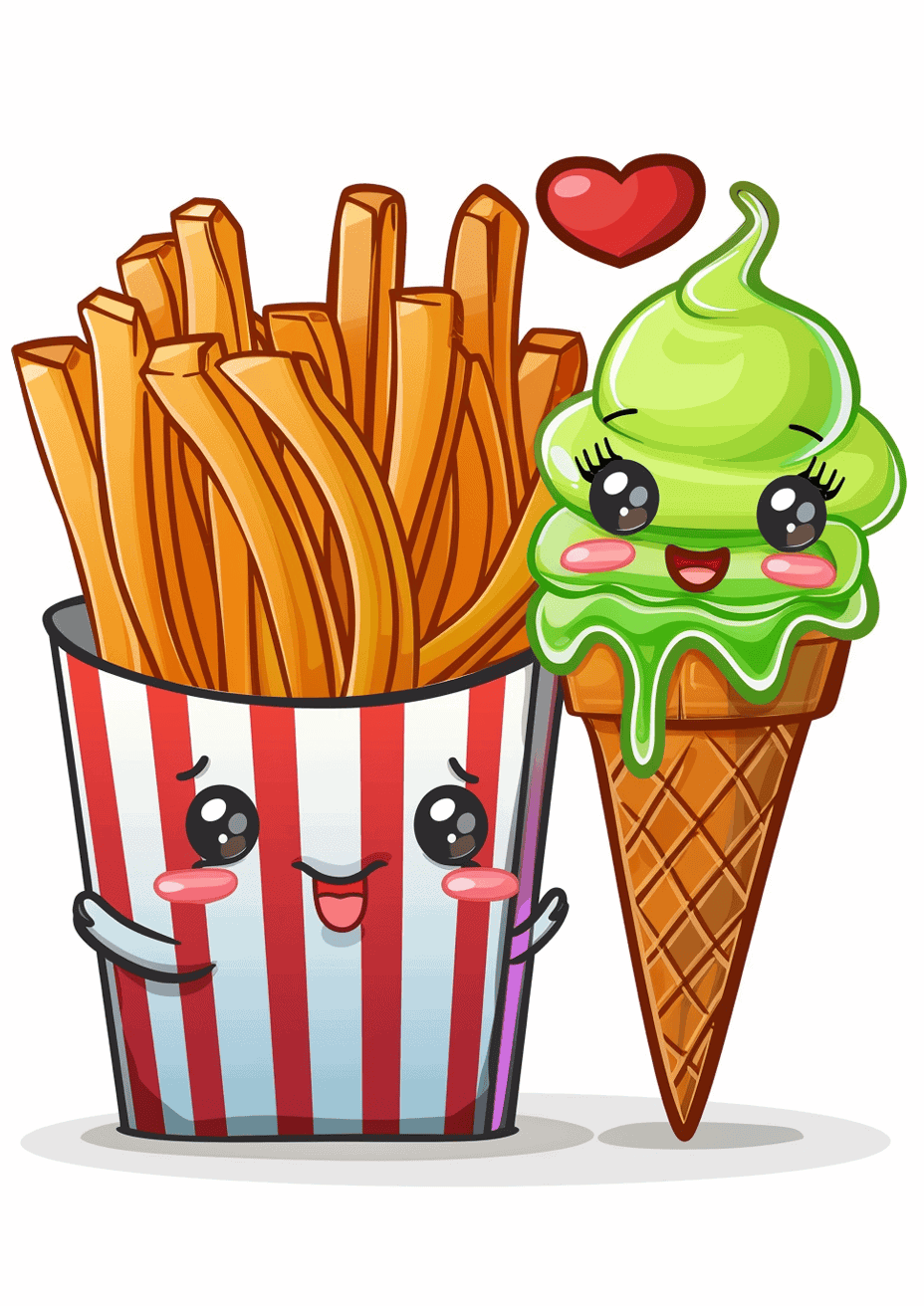Fries with Charming Ice Cream Buddy